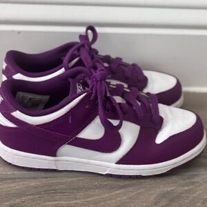 Nike Purple and White Dunk Low Sneakers